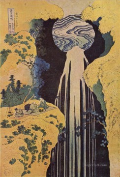  Hokusai Pintura al %C3%B3leo - la cascada de amida detrás de la carretera kiso Katsushika Hokusai Ukiyoe
